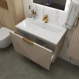 Тумба под раковину Grossman Блисс 70 подвесная, бежевый матовый (107051)