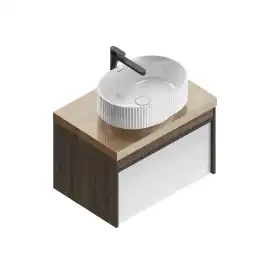 Тумба под раковину Kerama Marazzi MODULA 70 см, MO.70.1+1\AR подвесная, Арабика / Белый глянцевый