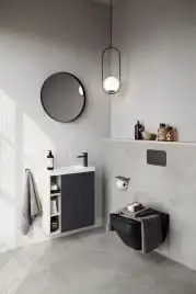 Тумба с раковиной подвесная Aqwella 5 Stars Alba 60 см, ALB0106RLS+ALB0706GRМ, цвет Камень натуральный