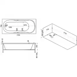 Акриловая ванна Bas Нептун 170х70 без гидромассажа