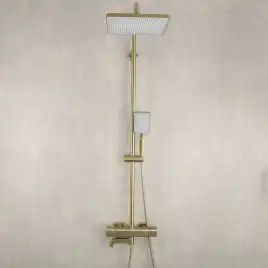 Душевая система Gappo G2491-3 с тропическим душем и термостатом, Золото матовое