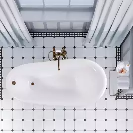 Ванна из литьевого мрамора  Aqua de Marco EDELWEISS 170х78 с бронзовыми ножками Белая 1170WBEDE