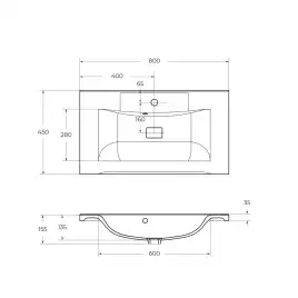 Раковина из литьевого мрамора BelBagno BB800/450-LV-MR-PR