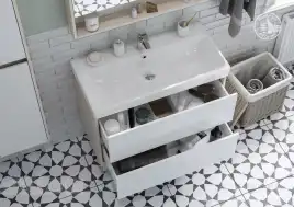 Тумба под раковину Aquaton Сканди 90 1A251901SDB20 подвесная цвет, белый / дуб верона