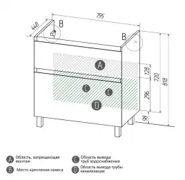 Тумба под раковину Grossman Меркадо 80 напольная, графит матовый (108075)
