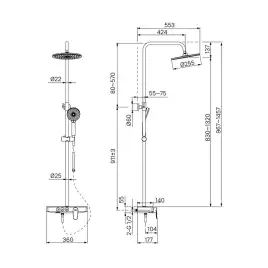 Душевая система IDDIS Shelfy SHESB3Bi06 для ванны с изливом цвет, Глянцевый хром