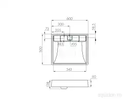Раковина Aquaton Рейн 60х50 1A72103KRW210  над стиральной машиной, из литьевого мрамора, Графит