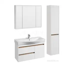 Тумба под раковину Aquaton Нортон 100 1A249001NT010 подвесная цвет, белый глянец / дуб эндгрейн