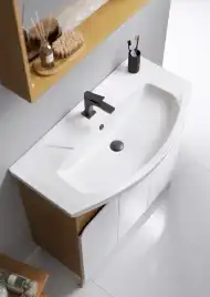 Тумба с раковиной напольная Aqwella Basic 80 см, BAS0108DZ, цвет Дуб золотой