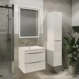 Шкаф-пенал для ванной Grossman Виста 30 подвесной, белый глянцевый (303069)