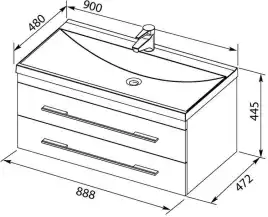 Раковина Aquanet Нота 90 284114 прямоугольная, Белая глянцевая