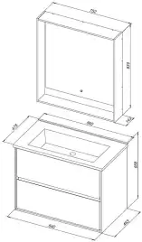 Тумба под раковину Aquanet Милан 85 дуб рошелье, подвесная, 339969