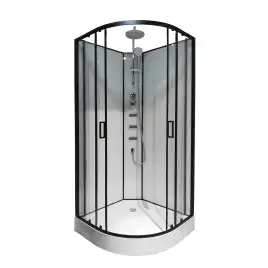 Душевая кабина Loranto 100х100 низкий поддон, прозрачное стекло, профиль Черный, CS-21811-100