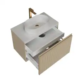 Тумба под раковину Grossman Кристалл 80 подвесная, бежевый матовый (108044)