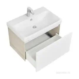 Тумба под раковину Aquaton Асти 70 1A263001AXD70 подвесная цвет, белый глянец / ясень шимо