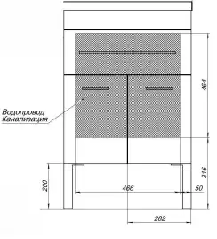 Тумба под раковину Aquanet Верона 58 белый (напольная 1 ящик 2 дверцы) 182507