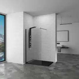 Душевая перегородка Good Door Walk IN SP-130-C-В, ВИ00016, профиль Черный, стекло Прозрачное