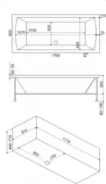 Акриловая ванна Bas Индика 170x80 без гидромассажа
