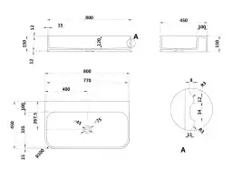 Раковина подвесная ABBER STEIN 80х45х15 AS2651-0.8, прямоугольная, белая матовая
