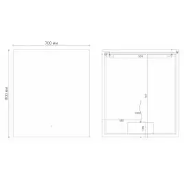 Зеркало Grossman PRAGMA-норма BLACK 70х80 1870802 с подстветкой, сенсорный выключатель, с подогревом, Черный матовый