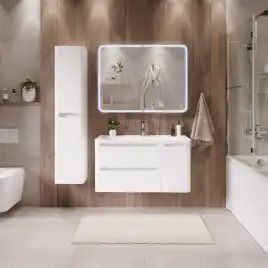 Тумба под раковину Grossman Адель 100 подвесная, белая глянцевая (1010001)