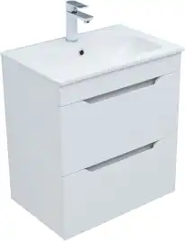 Тумба под раковину Aquanet Практика 60 белый матовый (2 ящика), 330457