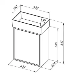 Тумба под раковину Aquanet Милан 45 белый глянец, подвесная, 339962