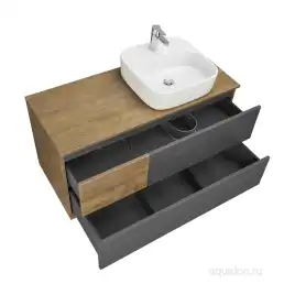 Тумба под раковину Aquaton Терра 105 1A246901TEKA0 подвесная правая, цвет дуб кантри / антрацит