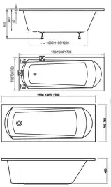 Акриловая ванна Ravak DOMINO 170х75 C631000000 прямоугольная, Белая