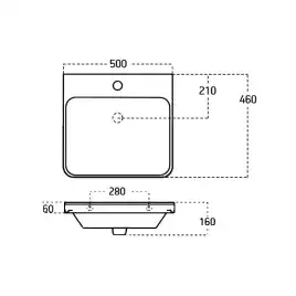 Раковина Sanovit LUXURY 50 11050-KL прямоугольная, Белая глянцевая