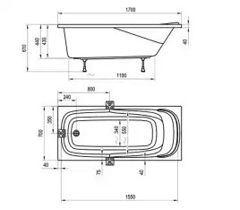 Акриловая ванна Ravak VANDA II 170х70 CP21000000 прямоугольная, Белая