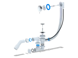 Слив-перелив Ани Пласт EM321 для ванны, полуавтомат, с переходным трубком 45° 40х50, Хром