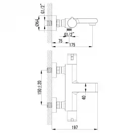 Смеситель для ванны Lemark Yeti LM7832C, термостатический, с коротким изливом, Хром