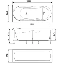 Акриловая ванна Marka One VITA 150х70 Прямоугольная белая 01вит1570