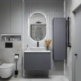 Тумба под раковину Grossman Кристалл 80 подвесная, графит матовый (108043)