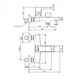 Смеситель для ванны Lemark Ursus LM7214BL, однорычажный, с коротким изливом, Черный матовый
