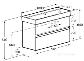 Тумбы под раковину Roca Oleta 100 A857641501 подвесная, цвет, Белый матовый