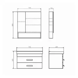 Тумба с умывальником Comforty Никосия 70П Дуб темный, 00-00008855