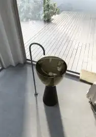 Раковина напольная ABBER KRISTALL 45х45х90 AT2703Black-Vesuvian, круглая, черный/оливковый