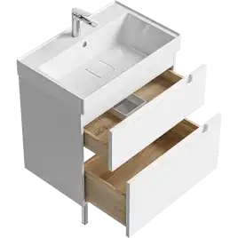 Тумба с раковиной напольная Aqwella Vancouver 70 VAN01072N, с двумя ящиками, цвет белый