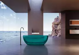 Прозрачная ванна ABBER Kristall AT9703Aquamarin 170х75 бирюзовая