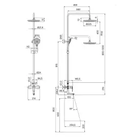 Душевая система IDDIS Ray RAYSB3Fi06 для ванны с изливом цвет, Глянцевый хром