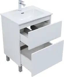 Тумба под раковину Aquanet Вега 60 напольная, белый глянец, 344121