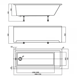 Акриловая ванна Azario EMILIA 150х70 см, AV.0011250, прямоугольная, пристенная