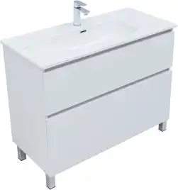 Тумба под раковину Aquanet Вега 100 напольная, белый глянец, 344125