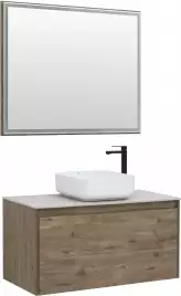 Зеркало Aquanet Nova Lite 100х80 249519 с подстветкой, сенсорный выключатель, Дерево темное