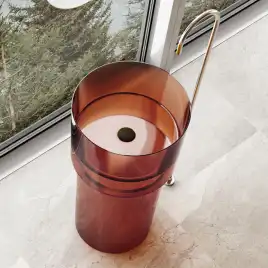 Раковина напольная ABBER KRISTALL 45х45х90 AT2701Opal-H, круглая, коричневая