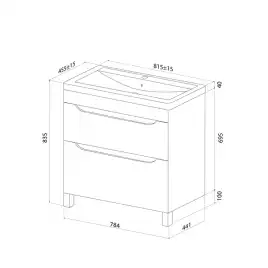 Тумба с раковиной IDDIS Ray 80, напольная, Белая, RAY80WFi95K