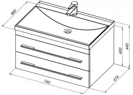 Тумба под раковину Aquanet Верона 75 белый (подвесная 2 ящика) 176669