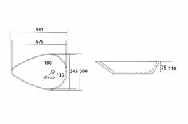 Раковина накладная ABBER BEQUEM 59х36х11 AC2117MB, овальная, черная матовая